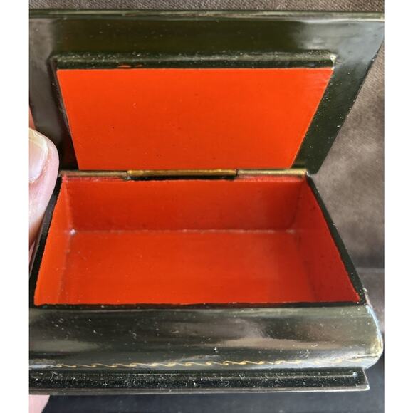 VTG Russian Fairy Tale Miniature Palekh Lacquer Box Mermaid Woman Signed Water - Picture 2 of 6